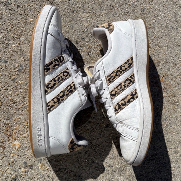 Adidas Grand Court Leopard Print White Leather Sneakers FY8949 Womens 8.5 - Picture 4 of 8